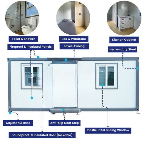 Oficina 7'x20' con dormitorio – Trabajo y descanso en obra - Imagen 2